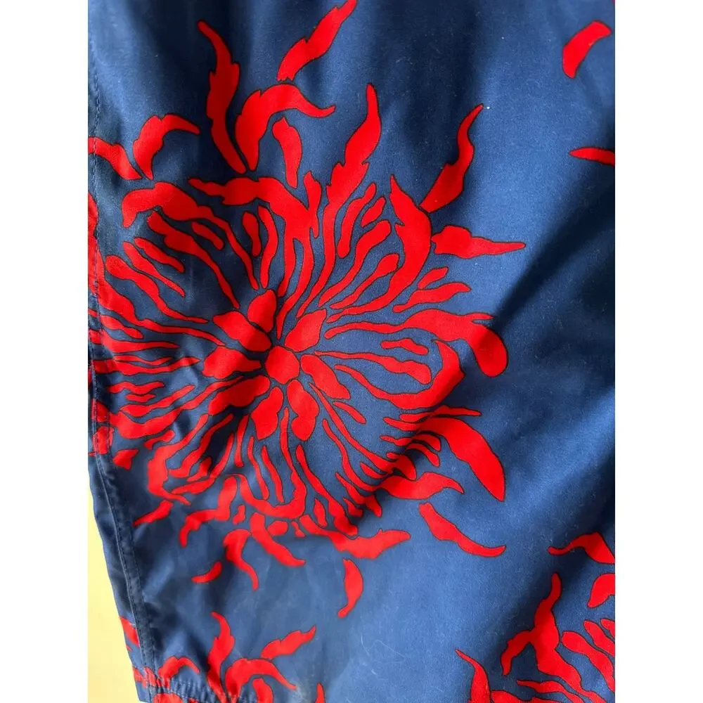 Nautica Men Swimming Board Surf Shorts Size Medium Mesh Brief Floral 7” inseam
